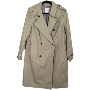 Mango Women’s XXL Beige Classic Trench Coat with Belt Pockets Long Sleeves Loops